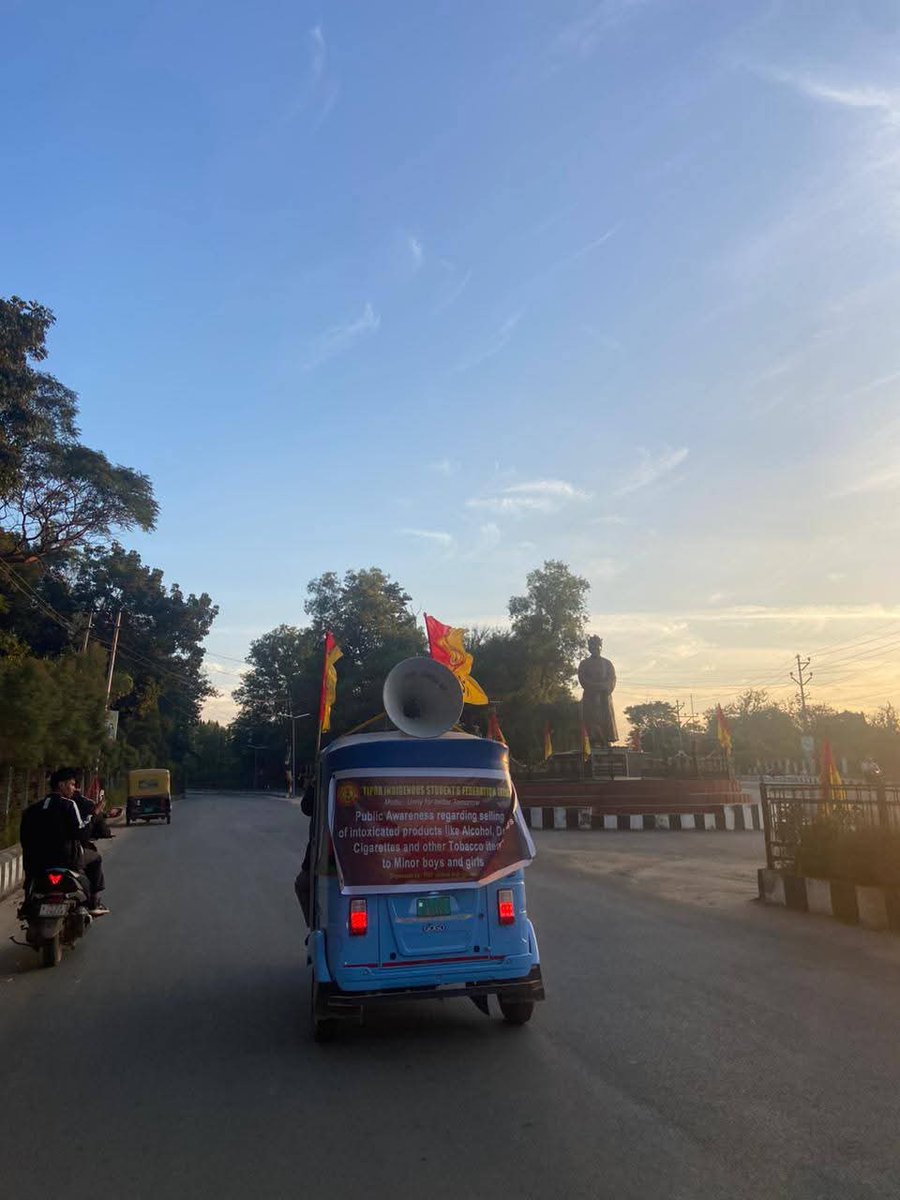tisftipra's tweet photo. #TISF Jirania Sub-Division Convenor Mr. Apu Debbarma and TISF warriors organised an anti-drug awareness campaign through miking at Khumulwng area, spreading the message to stay away from drugs and choose a healthy, disciplined life. https://t.co/YuClSwcvFD