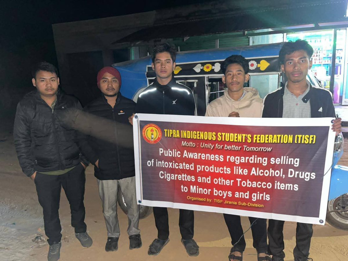 tisftipra's tweet photo. #TISF Jirania Sub-Division Convenor Mr. Apu Debbarma and TISF warriors organised an anti-drug awareness campaign through miking at Khumulwng area, spreading the message to stay away from drugs and choose a healthy, disciplined life. https://t.co/YuClSwcvFD