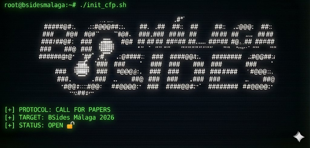 root@bsidesmalaga:~# ./init_cfp.sh

[+] PROTOCOL: CALL FOR PAPERS
[+] TARGET: BSides Málaga 2026
[+] STATUS: OPEN 

📷 INJECT PROPOSAL: bsidesmalaga.com 

#BSidesMalaga #Infosec #CFP #CyberSecurity