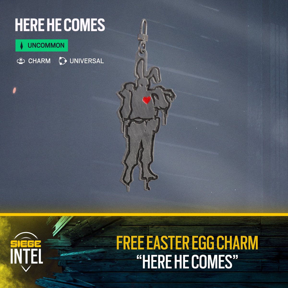 This is the FREE EASTER EGG CHARM “Here He Comes,” the code for which you could find by solving an easter egg on Emerald Plains 🤯

Here is the code: (Redeem via the link below)
UNMO-SCIY-G1BM-NRCN 🎁