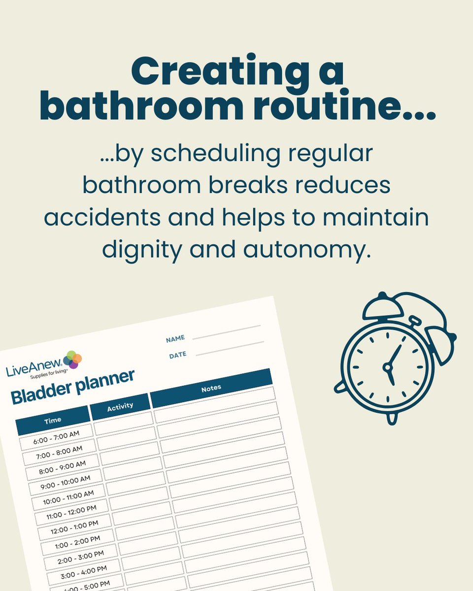 LiveAnewCares's tweet photo. As a thank-you to our amazing community, grab your FREE printable Bathroom Schedule/Tracker – perfect for caregivers, anyone managing incontinence, or building a solid routine. Just comment “ROUTINE” below and we’ll DM you the download link! #AdultDiapers #IncontinenceCare https://t.co/5b9MNXyvts