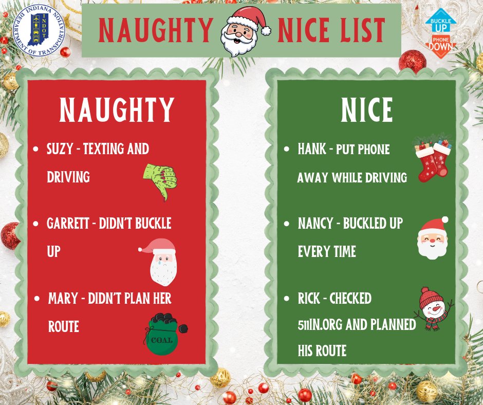 He sees you when you're texting,
So put the phone away,
He knows if you are buckled up
So click it every day