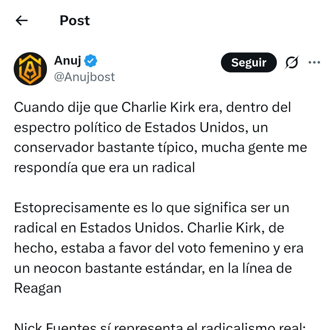 "Era moderado, estaba a favor del voto de las mujeres". Tócate los huevos.