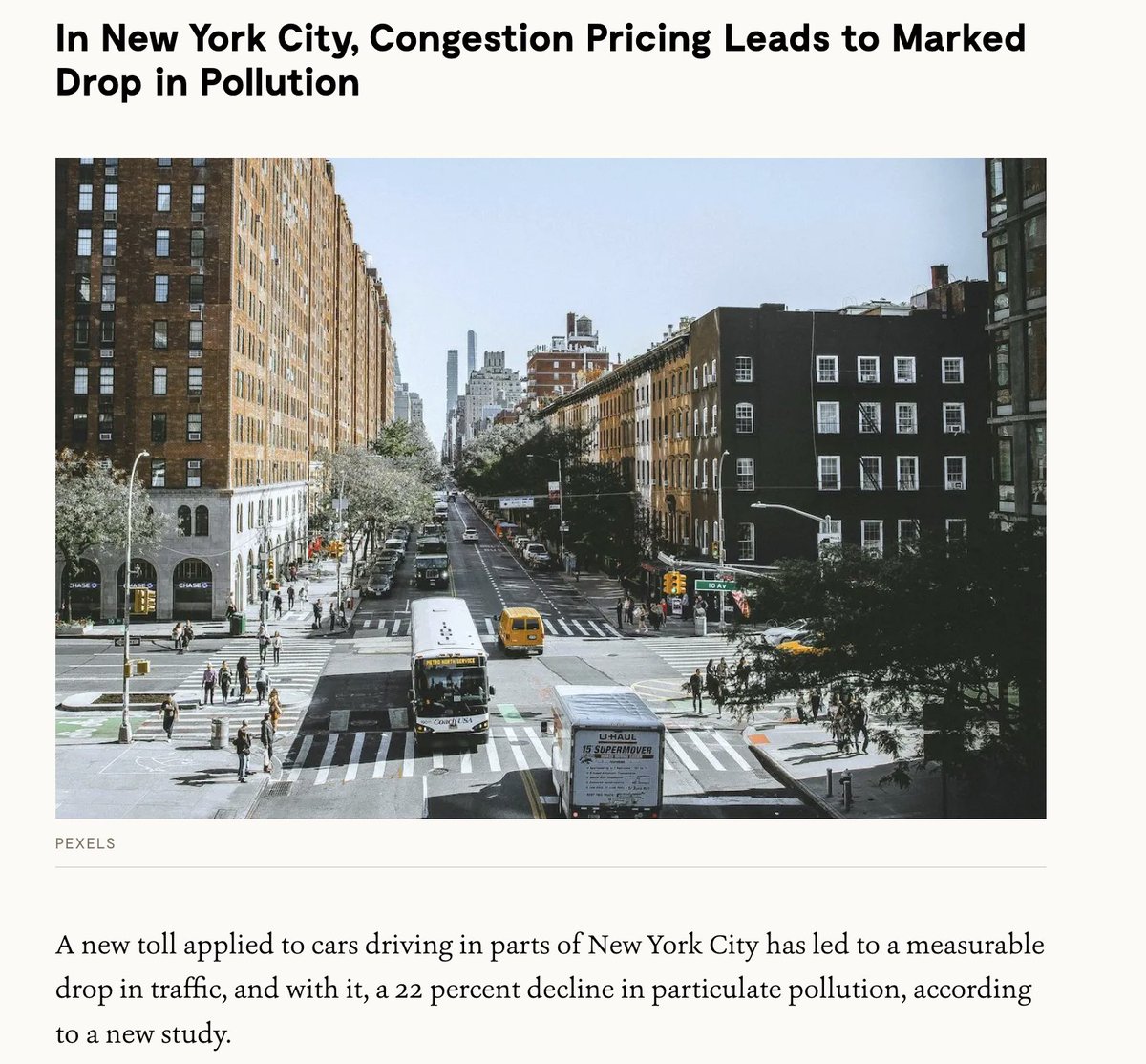 pitdesi's tweet image. Congestion pricing in New York has led to an 11% decrease in traffic, 14% decrease in accidents, 45% decrease in noise complaints, and 22% decline in particulate pollution
e360.yale.edu/digest/new-yor…