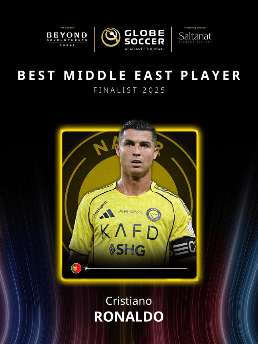 Globe_Soccer's tweet photo. Will 𝗖𝗿𝗶𝘀𝘁𝗶𝗮𝗻𝗼 𝗥𝗼𝗻𝗮𝗹𝗱𝗼 🇵🇹 be named the Best Middle East Player? 💫
 
Your vote matters! https://t.co/dFEMQ828yH
 
@cristiano #BEYONDDevelopments #Beyond #SaltanatDiamondJewellery #globesoccer https://t.co/QLFy51WYrv