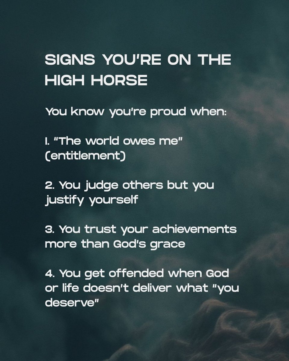 AndreJKruger's tweet image. Pride feels powerful, until it puts you on a high horse that God is resisting. 🐎🛑

👉 Pride says, “The world owes me.”
👉 Humility says, “I owe the world an encounter with Jesus.”

🎥 Watch the message here bit.ly/48spQpY

#GetOffYourHighHorse #HumilityBeforeGod
