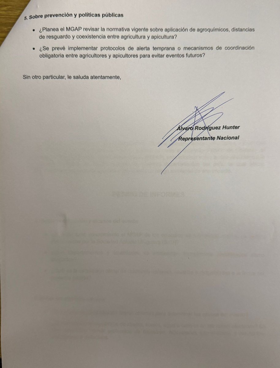 Presentamos pedido de informe al ministro <a href="/AlfredoFratti/">Alfredo Fratti</a> sobre las medidas adoptadas y previstas ante la muerte de casi 12.000 colmenas (más de 4.000 en nuestro departamento), y el apoyo económico necesario a los productores.
