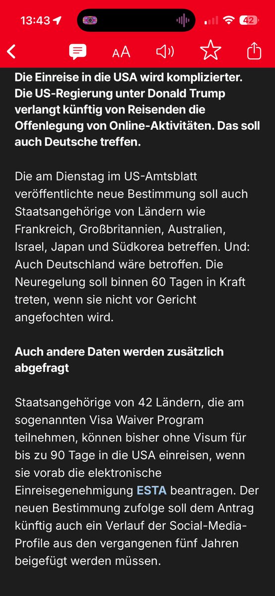 Jetzt kann ich also nicht mehr in den #USA Urlaub machen.  #Trump und seine Anhänger sollen mir nochmal was von #Meinungsfreiheit sagen 😇