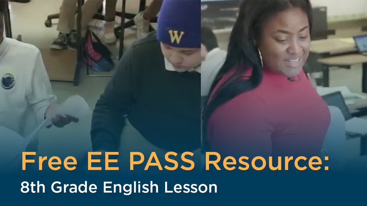 Check out our professional learning platform, EE PASS, today through a FREE video resource and guide - 8th Grade English Lesson, led by <a href="/Milken/">Milken Family Fdn</a> Educator Winner Sarah Watkins! 👇

bit.ly/44fRyUr  

Find more resources on our website!

#NIET2025 #EEPASS #EdChat #Education