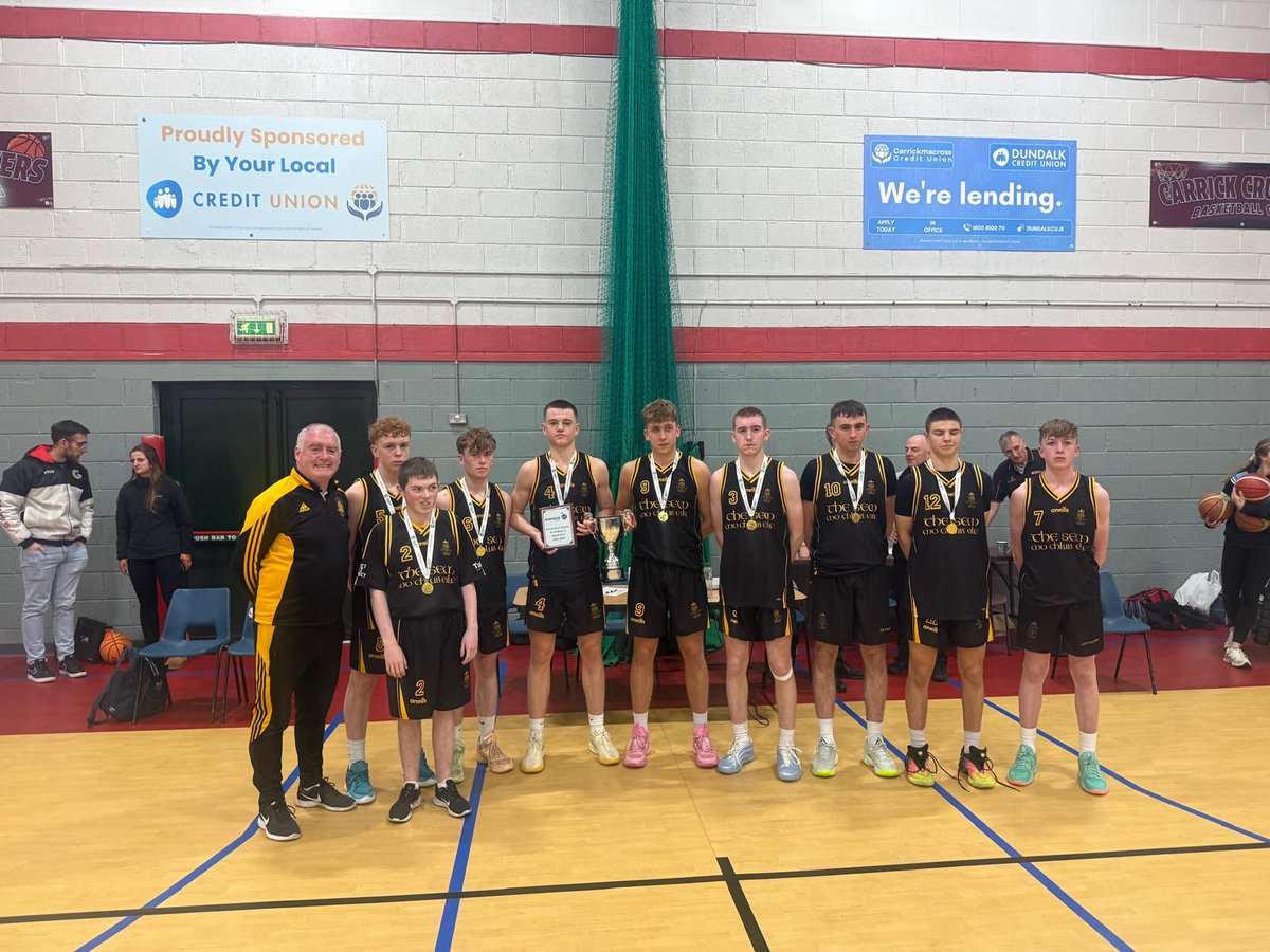 Pride of place today goes to our u19 Basketballers who claimed the North East Regional League Title with a hard fought win in a gritty performance against Coláiste na hInse. 

Well done boys and to Coach Coyle! 

#togetherwethrive
#ourboysourcommunity
#learningforlife
