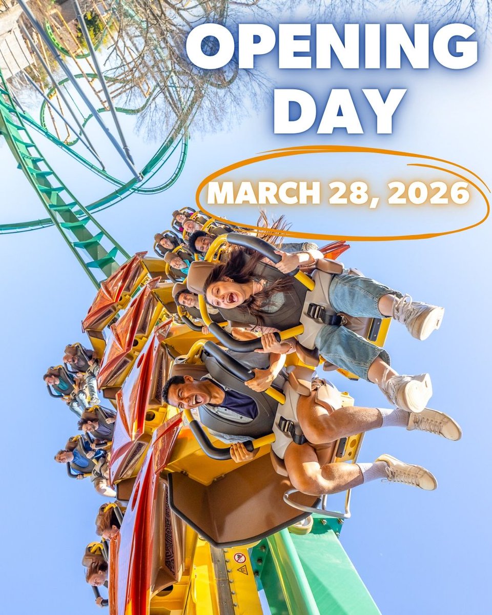 KingsDominionVA's tweet image. #KingsDominion fans, join us March 28, 2026, for Opening Day! Our operating calendar is now live through Labor Day on our website.