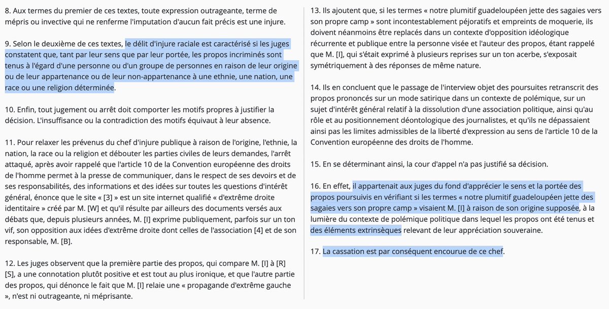 N_Hervieu's tweet photo. Injure raciale : La @Courdecassation annule la relaxe des responsables d'un site d'extrême droite identitaire.

Qui a qualifié un journaliste de @OuestFrance (d'origine antillaise) de « plumitif guadeloupéen [qui] jette des sagaies vers son propre camp »

Ils seront donc rejugés. https://t.co/U9jnWJ2OMC