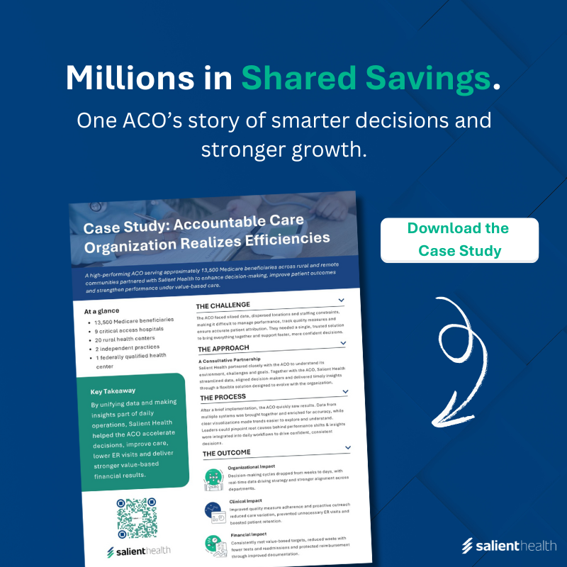 SalientHC's tweet image. A clear view of quality, cost and utilization helps ACO teams act sooner and align around shared metrics.

This case study shows how unified analytics supported better decisions and stronger outcomes.

🔗 hubs.li/Q03XxJ8y0

#ValueBasedCare #ACO #HealthcareAnalytics