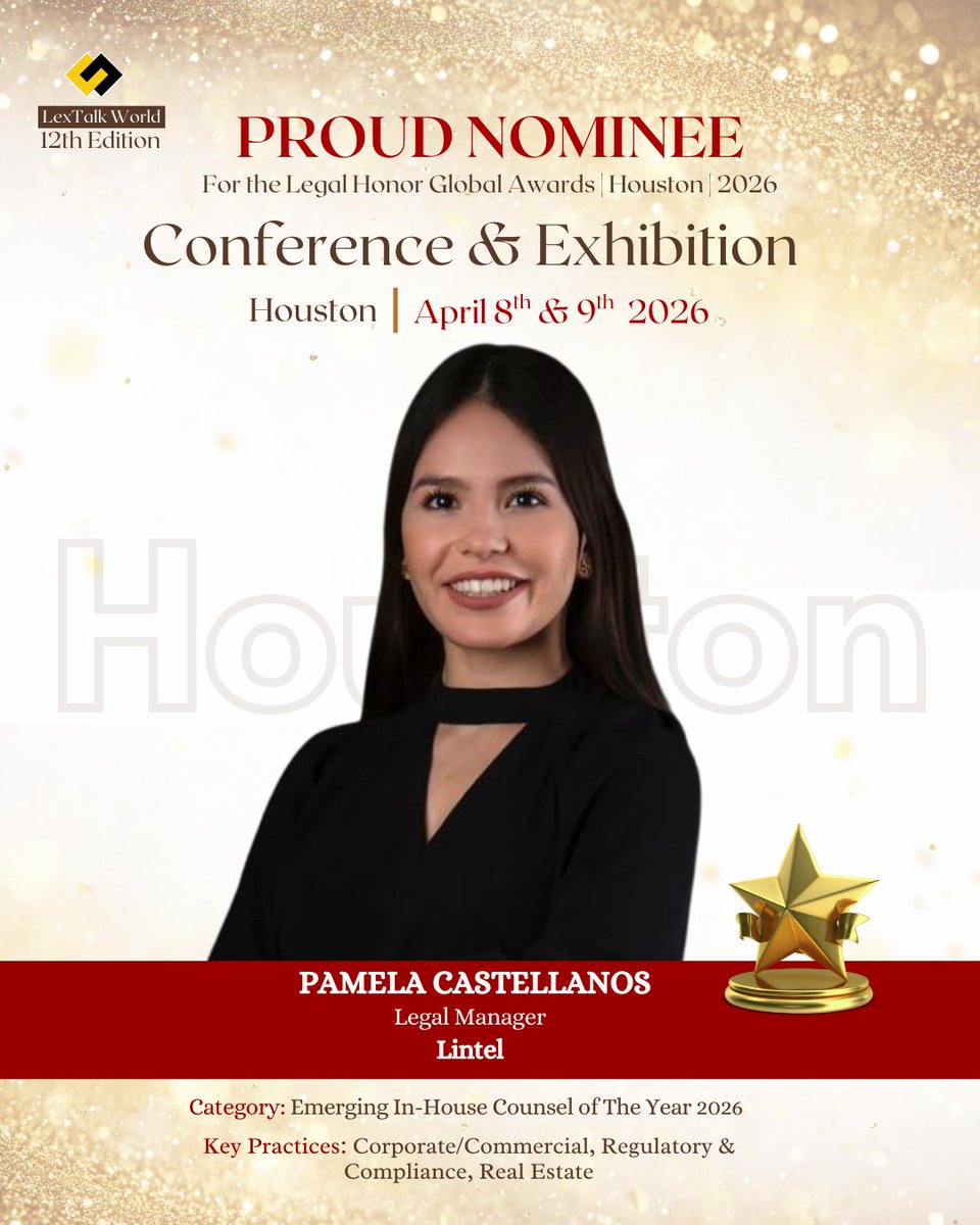 lextalkworld's tweet photo. We are excited to announce that Pamela Castellanos is a proud #nominee for the Legal Honor Global Awards 2026! As the evaluation process unfolds, we are eagerly awaiting the final results—fingers crossed!

Check Your Eligibility: https://t.co/BLdQ601K9D

#LegalHonorAwards2026 https://t.co/BX3E8Pjp1c