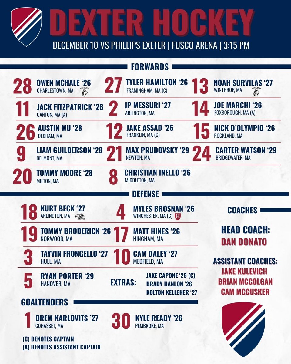 Game Day at Fusco Arena
Puck Drop at 3:15pm vs. Phillips Exeter