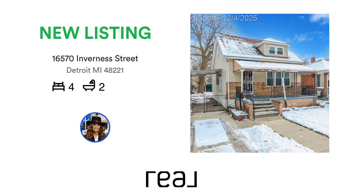 🛌 4 🛀 2
📍 16570 Inverness Street, Detroit, MI, 48221

My latest listing on RateMyAgent.
Licensed Realtor 6501269021
rma.reviews/rt1hi8031i7k

...
#ratemyagent #realestate