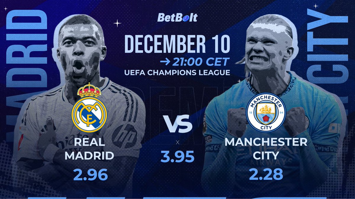 VARDRID VS MAN CITY ⚽️

Predict the score for this match to win $100

Reminder that we have some of the best odds in the market

💙+🔁+ Betbolt username