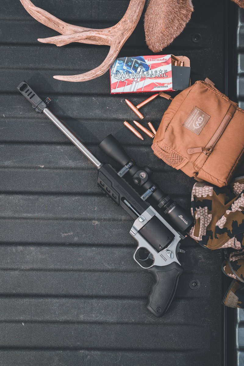 TaurusUSA's tweet photo. The Taurus Raging Hunter™ has led the hunting-handgun game since 2019. Now the .350 Legend model brings straight-walled momentum and serious downrange performance to a revolver already known for punch, durability, and real-world results. #TaurusHunt @TeamHornady @BurrisOptics https://t.co/udTfBbmBIP