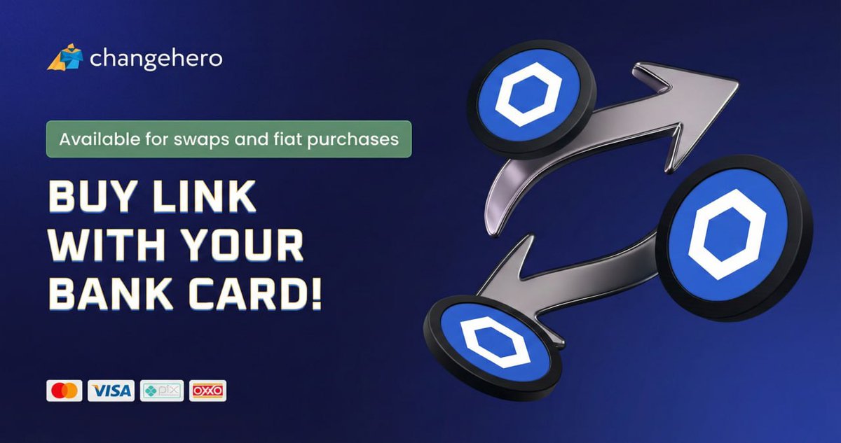 ⚡️ $LINK is now buyable with your bank card on ChangeHero!

Swapping <a href="/chainlink/">Chainlink</a> with low fees and no registration was already easy, but starting today, you can purchase #Chainlink directly with a card, no extra hoops, no delays!

Start here 👉 l.changehero.io/Buy_LINK