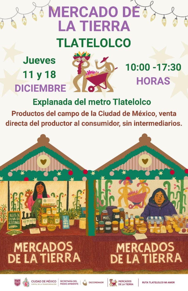 Tenemos una excelente noticia para ustedes.

Mañana arrancamos con nuestro Mercado de la Tierra permanente, por lo que cada jueves, de 09:00 a 17:30 hrs., podrán encontrar productos que se cultivan y producen en la Ciudad de México, los que podrán comprar directamente de los