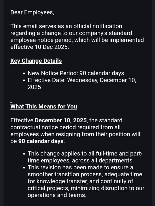This is a mail that , my previous employer sent today to all the employees. 

I am happy I don’t fall for ther ESOP and retention.

When people are leaving organisations, rather than introspecting themselves, companies do things like this.
