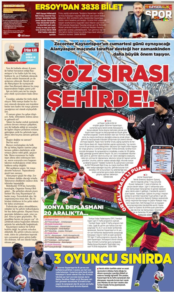 Şimdi değilse ne zaman?  

O tribünler dolmalı...
#kayserispor #kayseri #bakiersoy #kapalıkale #memduhbüyükkılıç

<a href="/Nrtacikalin/">Nurettin Açıkalın</a>
<a href="/bakiersoymhp/">BAKİ ERSOY</a> 
<a href="/KayserisporFK/">Zecorner Kayserispor</a>
<a href="/KapaliKale/">Kapalı Kale</a>
