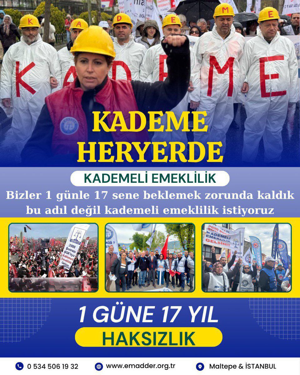#bilindik bir haksızlığa uğruyoruz 
Adil ve hakkaniyetli bir kademe istiyoruz. Akranlar arası bu adaletsizliğe bir son verin 
#KademeZamanıGeldi 
<a href="/selcukktepeli/">Selçuk Tepeli</a> 
<a href="/nowhaber/">NOW HABER</a> 
<a href="/EmadDernegi/">EMEKLİLİKTE ADALET DERNEĞİ ⚖️</a>