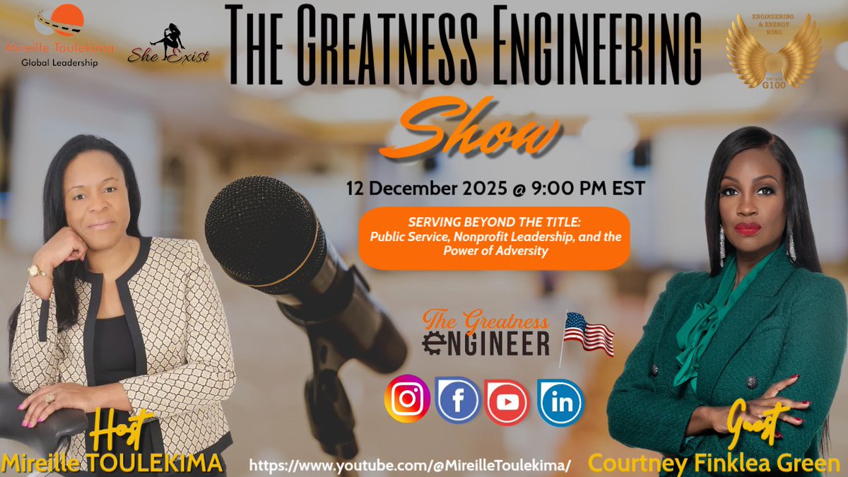 🎙️ Coming soon on #TheGreatnessEngineeringShow
 
A powerful conversation with Courtney Finklea Green, Deputy Treasurer of Maryland, nonprofit founder &amp; national leader on public service, resilience, and leading with purpose.

🔥 Leadership. Service. Legacy.
