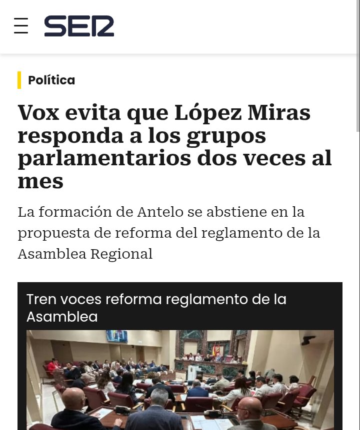 Ojalá alguien de Murcia votando vestido de nazareno la próxima vez. Y ahora que ya has hecho el ridículo, vamos a lo importante 
cadenaser.com/murcia/2025/12…