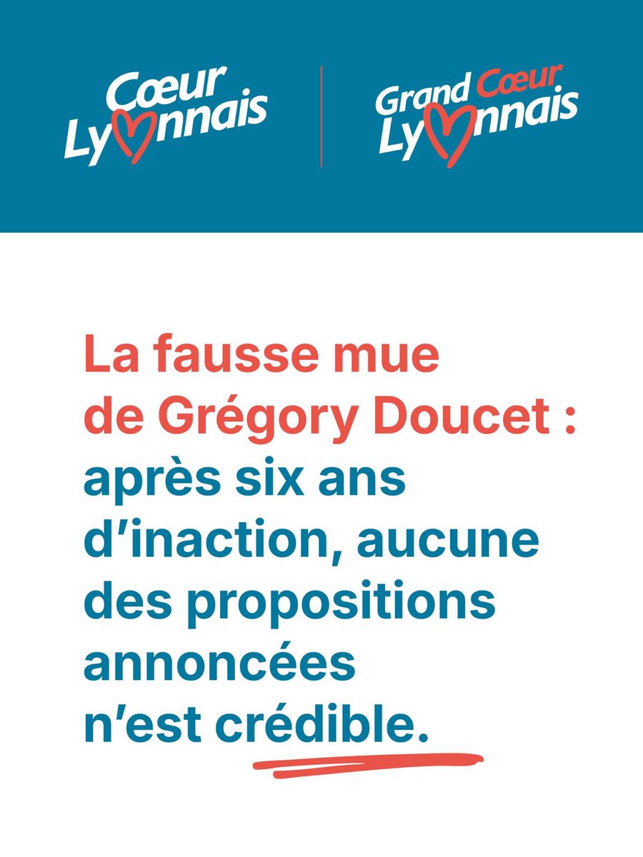 Personne n’est dupe à la lecture de l’interview du maire sortant. Ce brusque intérêt pour les préoccupations qu’il n’a jamais écoutées dit tout : Grégory Doucet ne change pas de méthode, il change seulement de discours. Lyon mérite mieux
<a href="/JM_Aulas/">Jean-Michel AULAS</a> <a href="/generationaulas/">Génération Aulas</a> #coeurlyonnais