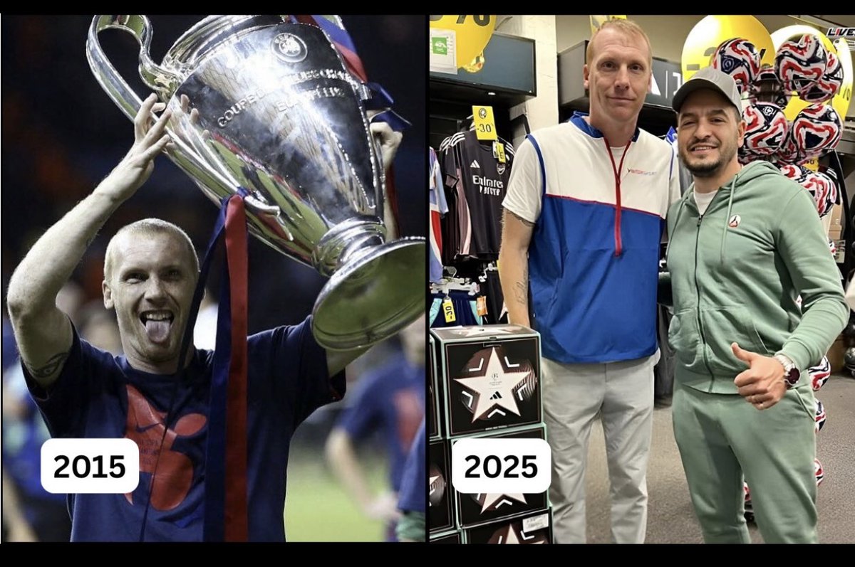 moises97_'s tweet photo. Jérémy Mathieu went from winning the Champions League to working in a sports shop... all for the love of the game ❤️⚽

From...

- Playing alongside Messi, Neymar, Suárez, Xavi and Iniesta
- Winning 8 trophies including the Champions League
- 5 caps for France

To...

- Sales assistant at Intersport in Marseille
- Serving customers in the football department
- Working and staying involved in the sport while earning his coaching badges

Mathieu retired in 2020 after a knee injury. He could've walked away from football completely.

Instead, he's working in a sports shop while he builds his next career in coaching.

No ego. No shortcuts. Just getting his head down out of pure passion for the game.

Love it 🤝