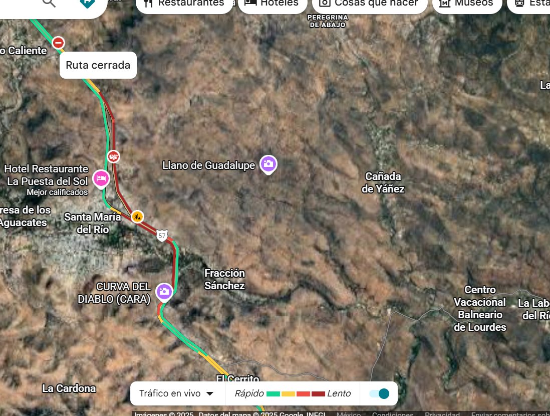 MonitoreoS22403's tweet photo. @088_GN 

Buen día 

Se tiene algún reporte sobre la carretera Querétaro / Slp a la altura de santa maría del rio ? 

Saludos https://t.co/ImFCkE5gxe