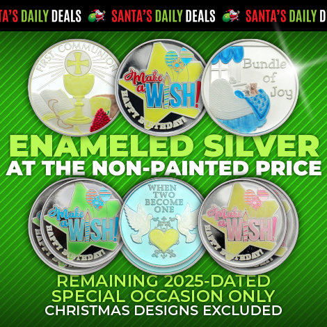 Need to commemorate a significant event from earlier this year or even this month? Today only, purchase 2025-Dated Hand-Painted Special Occasion Silver Gifts at the PRICE OF PLAIN SILVER! This offer is limited to inventory on-hand, so don't miss out >> bit.ly/4iIoJpJ