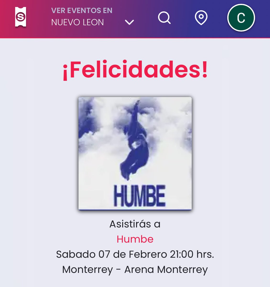 _AmorDecine's tweet photo. si alcancé boleto para ver a humbe 😭😭😭 https://t.co/XiX39GC7ll