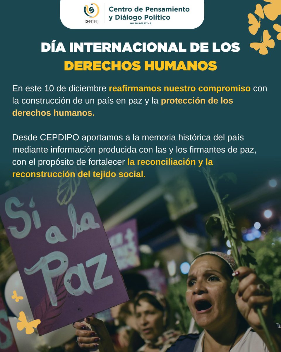 🕊️ Los derechos humanos son el fundamento de una paz duradera.

En CEPDIPO mantenemos nuestro compromiso con la construcción de un país en paz y el fortalecimiento de la memoria histórica.