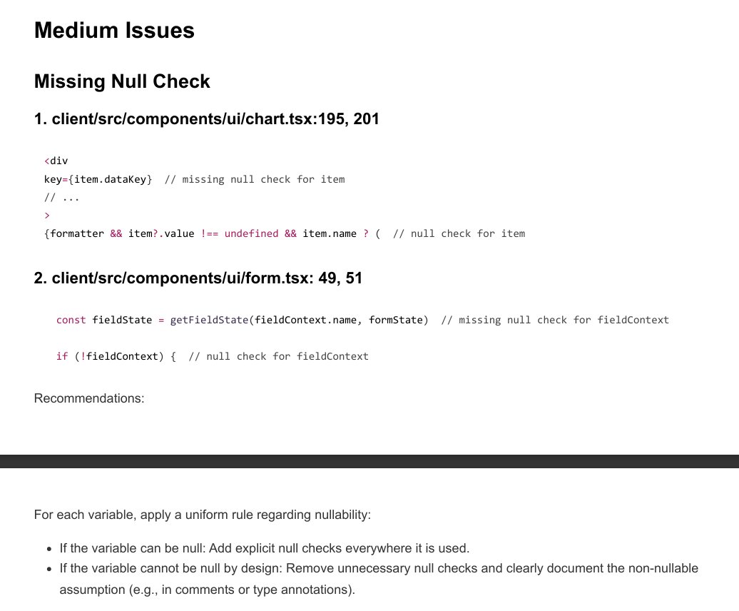 ChainFoxAI's tweet image. Medium Level Findings: Missing Null Checks

Our tools detected two medium level issues related to missing null checks in UI components. 
These patterns can lead to unexpected behavior or runtime errors if the affected paths are triggered. 
Highlighting them early helps teams keep…