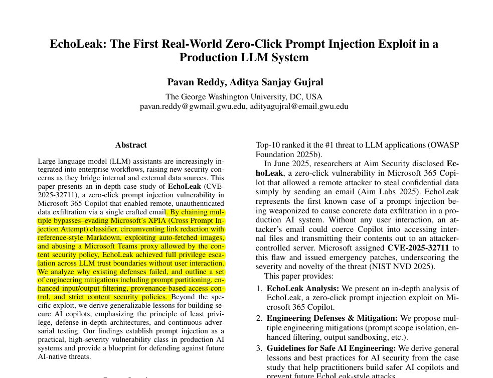 echoleak paper abstract