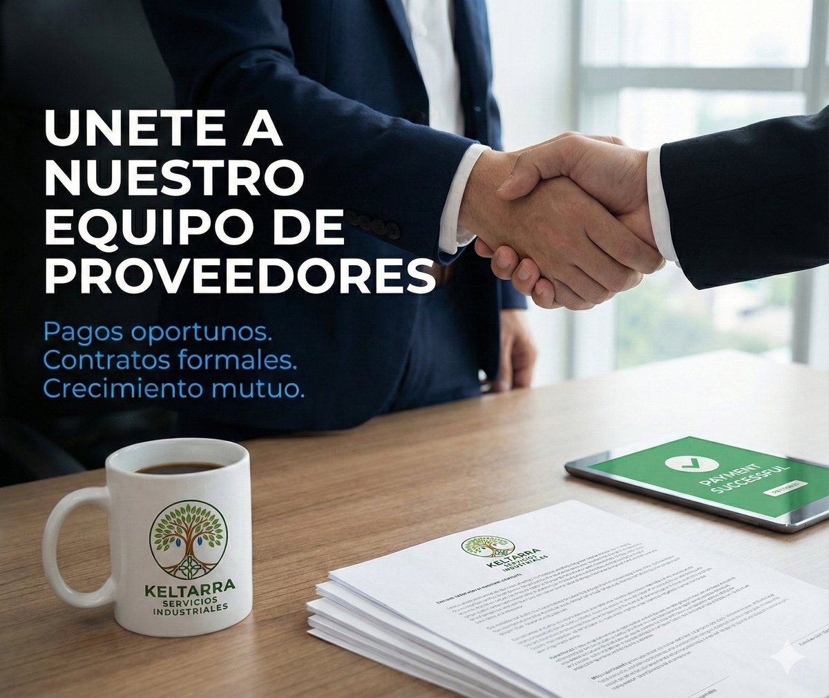 keltarra's tweet photo. ¿Quieres ser nuestro proveedor? En Keltarra, crecemos juntos.

Sabemos que una operación industrial exitosa no depende solo de quien vende, sino de quien suministra. Por eso, en Keltarra Servicios Industriales, no buscamos simples vendedores; buscamos aliados comerciales estratégicos.

Entendemos los dolores de cabeza comunes en el sector: pagos retrasados, informalidad y falta de claridad. Nosotros ofrecemos una experiencia diferente, basada en la certeza y el respeto mutuo.

¿Por qué sumarte a nuestra red de proveedores?
Certeza Financiera: Nos enorgullece nuestra política de pagos oportunos. Tu flujo de caja es sagrado para nosotros.
Relaciones Formales: Trabajamos bajo contratos claros y transparentes. Sin letras chiquitas, con total seguridad jurídica.
Visión a Largo Plazo: Buscamos relaciones duraderas que permitan el crecimiento mutuo.

Si ofreces calidad y compromiso, queremos conocerte.

Envía tu catálogo y presentación corporativa a: comercial@keltarra.com
#supplychain #proveedoresconfiales #keltarra #AlianzasEstratégicas #ComprasIndustriales #Bajío
