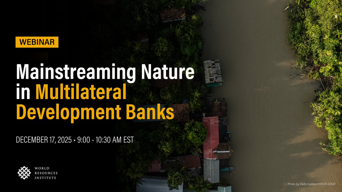 📅 On Dec 17 join <a href="/WRIFinance/">WRI Finance</a> for a webinar unpacking their research with <a href="/NatureFinance/">Nature Finance Learning Group (EKN)</a> on MDB #NatureMainstreaming.

The session will feature panel discussion on #MDBs’ role in halting and reversing #BiodiversityLoss. Register here 👉 bit.ly/4prEIuQ
