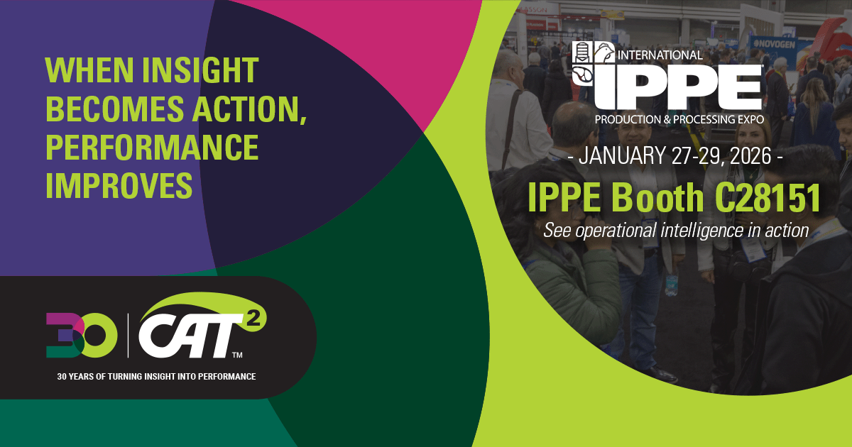 CAT2Software's tweet photo. Processors can’t improve what they can’t see. That’s why our team is focused on turning insight into real-time action — and better performance.

If you’re attending #IPPE2026, stop by Booth C28151 to see what that looks like in practice. https://t.co/6JXNxYohQS