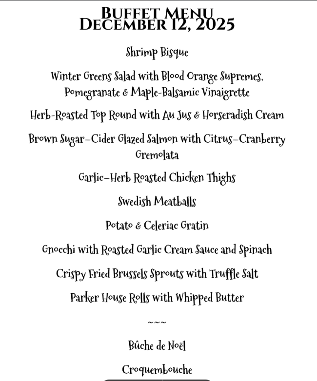 Another creative menu for your dining pleasure!