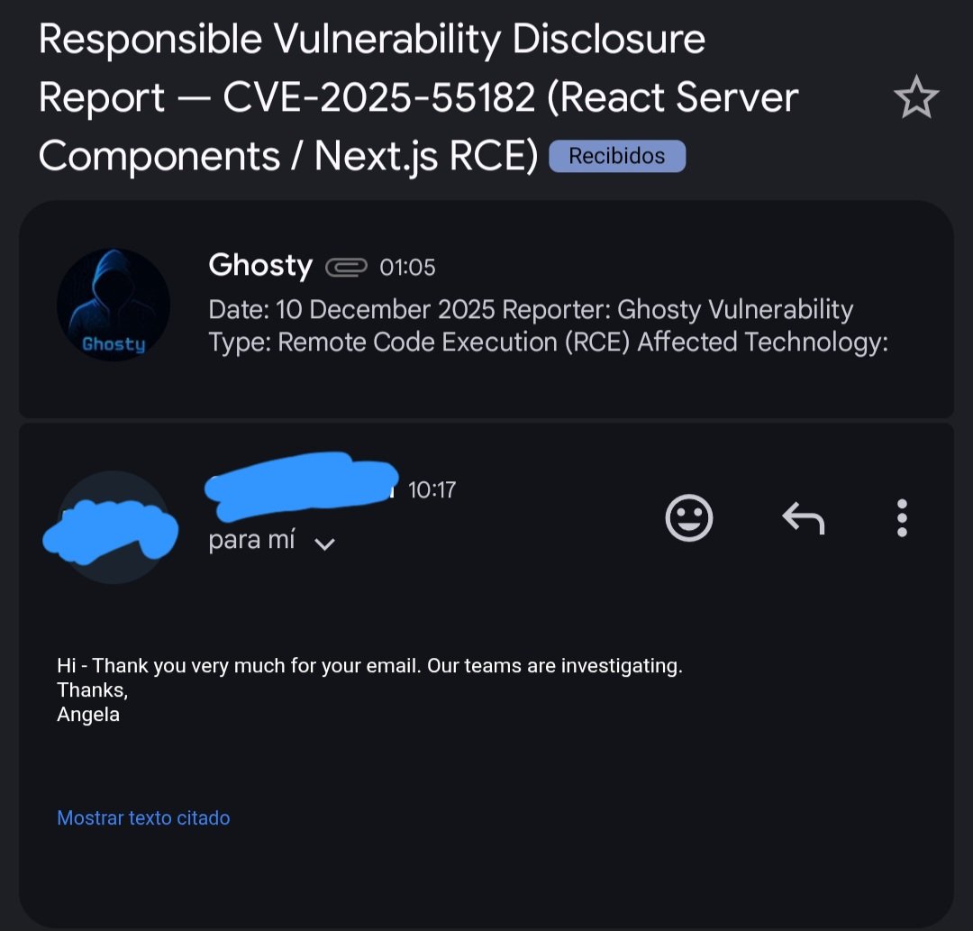 ghostybughunter's tweet image. another one 👌🏼 thank you @coffinxp7 for the youtube tutorial 🙏🏾

#React2Shell