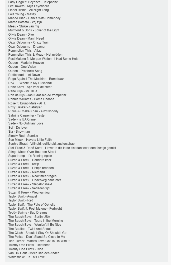 CasperDeWinter's tweet image. We zijn er weer uit, 124 nummers verlaten de #top2000 en daarvoor komen er 124 (weer) terug! Dit zijn de overzichten: