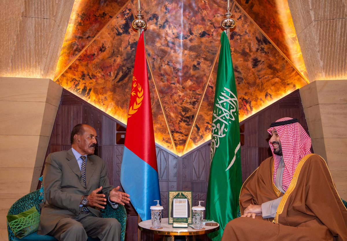 EriPrism's tweet photo. #Eritrea’s President Isaias Afwerki and Saudi Crown Prince Mohammed Bin Salman held extensive talks on bilateral ties as well as matters of vital interest to both countries.

A Saudi delegation will soon visit Eritrea for more profound consultations on regional issues. https://t.co/N0ono42IH5