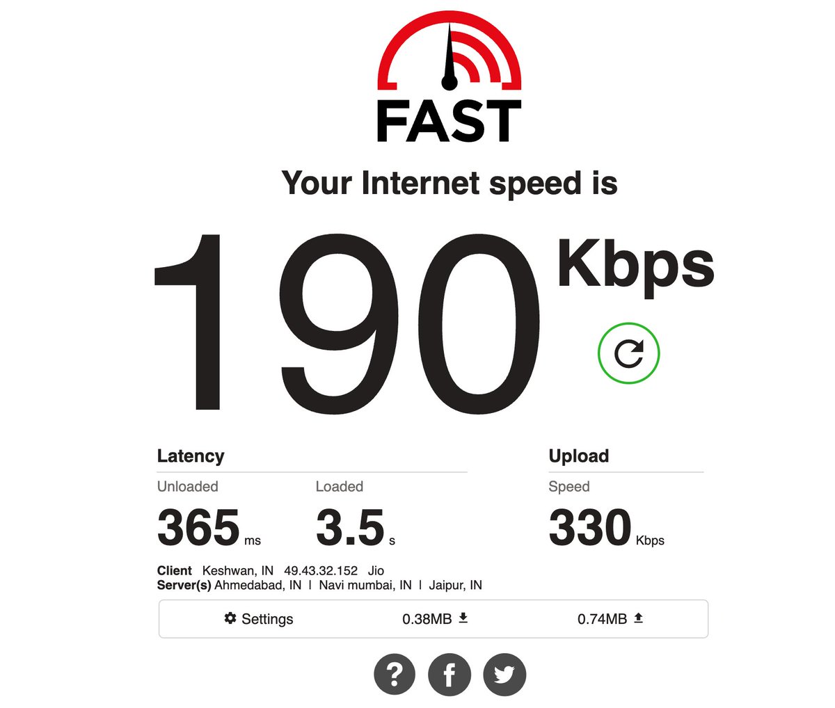 nileshchanchiya's tweet image. Jio Air Fiber in 2025 giving me a proud 190 Kbps download speed. That’s 0.19 Mbps, slower than most 2005 GPRS connections.
Congratulations @JioCare, you’ve invented time travel back to the stone age of internet.
#JioAirFiber #DigitalIndia 😂💀