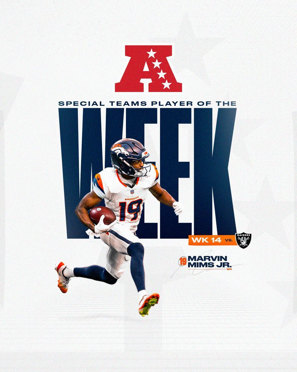 Marvin HIMS Jr.‼️
RT to congratulate @marvindmims on being named AFC Special Teams Player of the Week!
#ProBowlVote