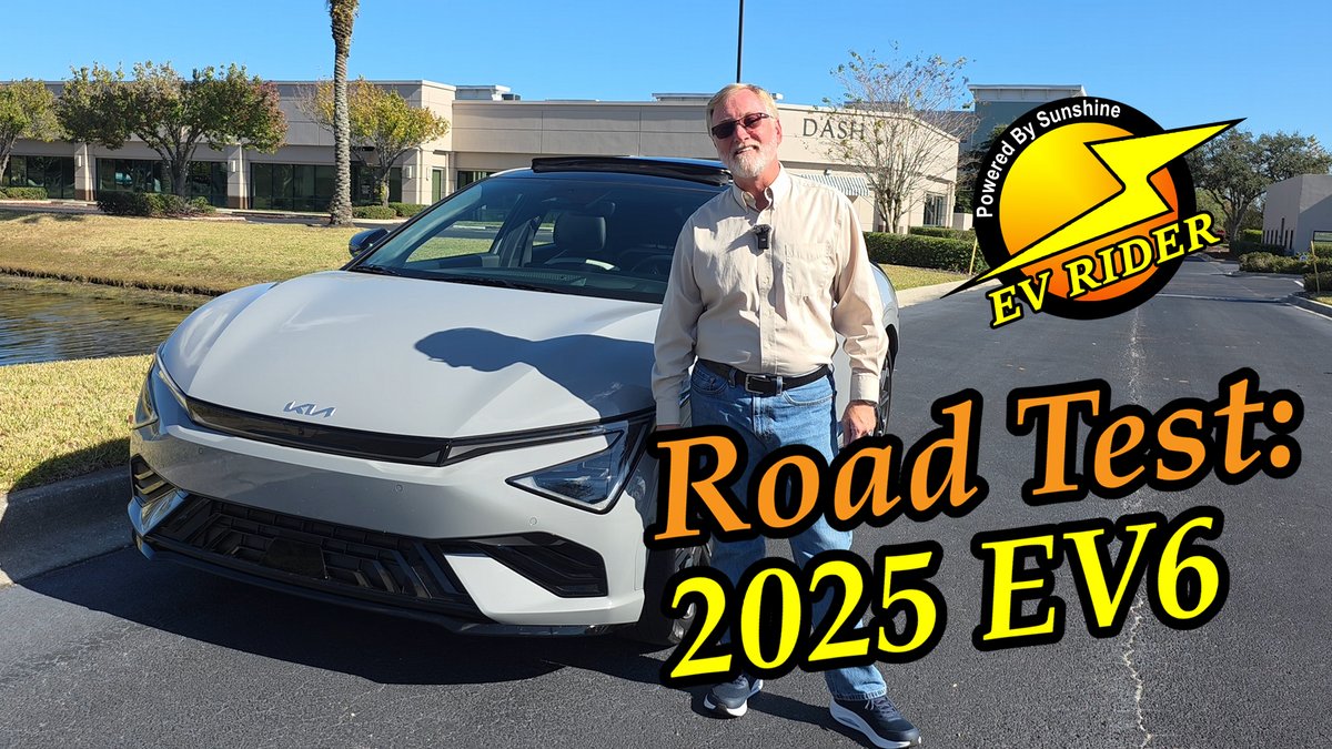 This is one of my favorite EVs, regardless of price. Not many cars, gas or electric, get the balance as right as the Kia EV6. Road test story &amp; video: evrider.tv/2025-kia-ev6-g…