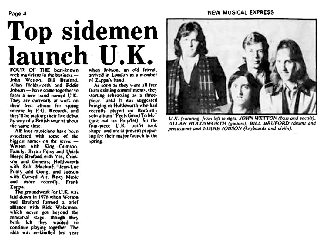 "Top sidemen launch U.K."

<a href="/NME/">NME</a>, giving positive press in their March 28, 1978 issue.