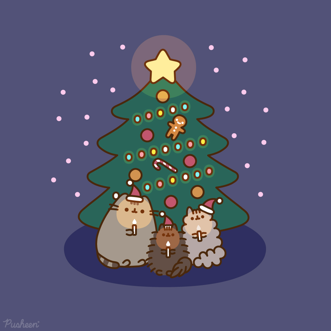 Pusheen's tweet image. 🌟 🎄 🕯️