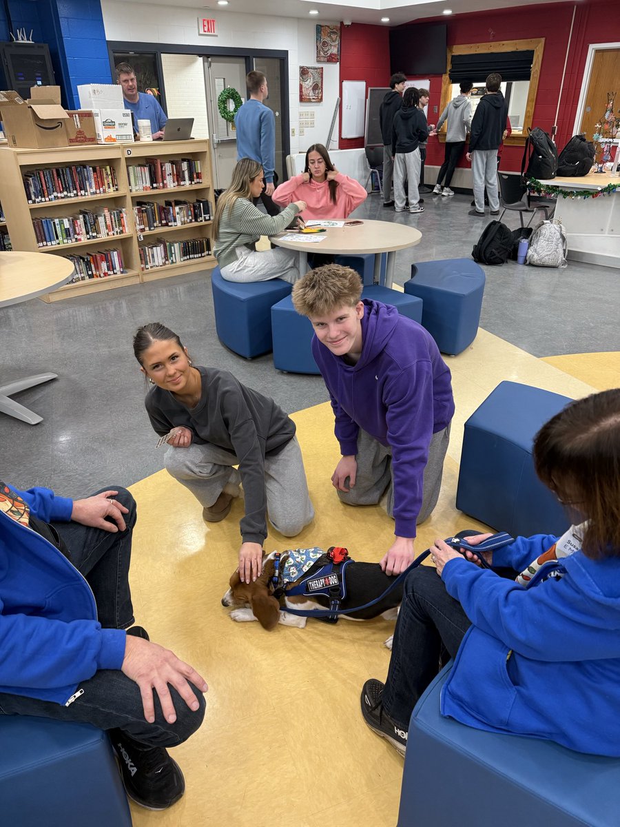 Our four-legged friends from Top Dog Therapy always brighten our spirits! <a href="/RobertRaffaele/">Robert Raffaele</a> even got a smooch! <a href="/EFWarriors/">Elizabeth Forward HS</a>